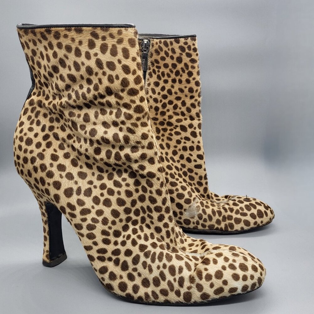 GIANNI VERSACE Vintage Animal Print CalfHair Booties